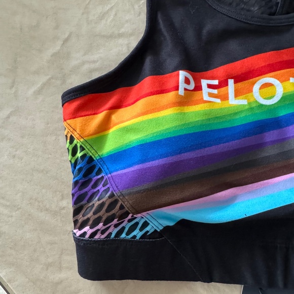 NWT Peloton Sports Bra High Neck Pride Flag Black Rainbow Size Medium - Picture 6 of 16